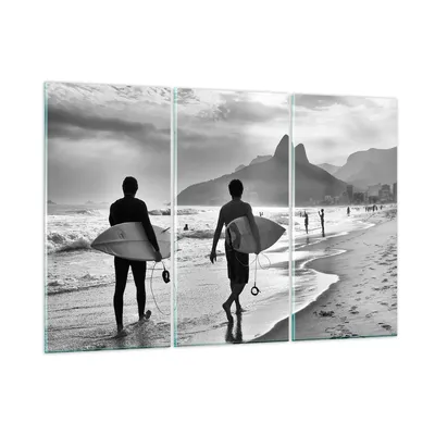 Produktbild von Bilder auf glas - Meer Welle Surfen - 105x70cm - Glasbilder - Wandbilder - Kunstdruck - zum Aufhängen bereit - Wanddekoration aus Glas - Glas Bilder - Wandbild auf Glas - 3 Teile - GCE105x70-3745
