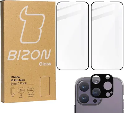Produktbild von 2x Glas + Kameraobjektiv BIZON Edge 2er Pack für iPhone 15 Pro Max