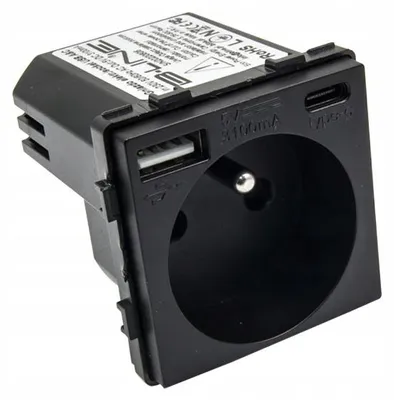 Produktbild von B-line Steckdose mit USB A & C Schwarz 2100mA