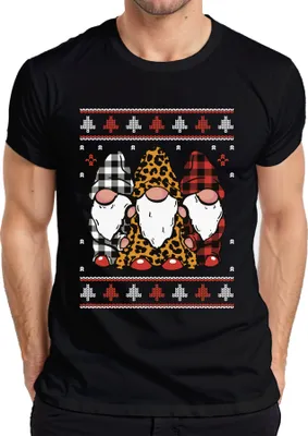 Produktbild von Weihnachtsgnome Wichtel Elfen Kariert - Ugly Christmas Sweater Weihnachten Herren T-Shirt, Schwarz, S