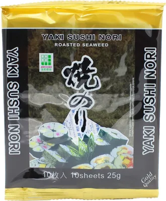 Obrázek produktu pro 10 listů (25 g) JHFOODS Yaki Sushi Nori GOLD | Kvalitní pražené mořské řasy