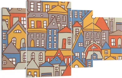 Produktbild von Bild auf Leinwand - Leinwandbild - Stadt Haus Straße - 120x70cm - Wand Bild - Wanddeko - Wandbilder - Leinwanddruck - Bilder - Kunstdruck - Wanddekoration - Leinwand bilder - Wandkunst - DL120x70-3953