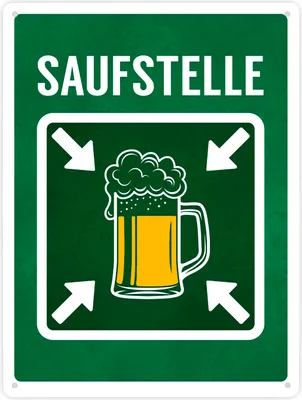 Produktbild von Saufstelle Metallschild XXL mit Bier Motiv Schild Blechschild Aluminiumschild