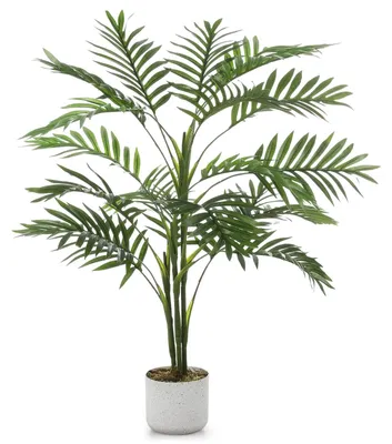 Produktbild von Künstliche Palme im Topf - Deko Kunstpflanze 100 cm - Realistische Blätter und Stämme aus Kunststoff - Bodenpflanze für Innenbereich - Grün