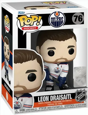A Funko Pop! vinyl figure of hockey player Leon Draisaitl in its original packaging.