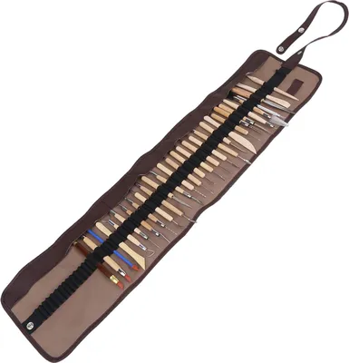 Produktbild von 30 Stück Holzwachs-Ton-Töpferwerkzeug zum Modellieren und Schnitzen, DIY-Bastelwerkzeug mit Rolltasche aus Stoff