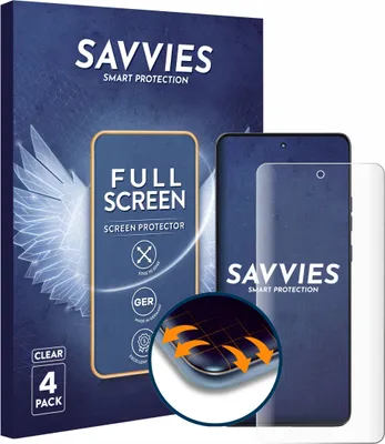 Produktbild von 4x Savvies Fullscreen Schutzfolie für Motorola Moto G86 Displayschutz Folie Fullcover Klar Transparent