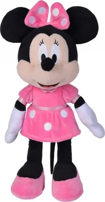 A full-body shot of a Minnie Mouse plush toy.