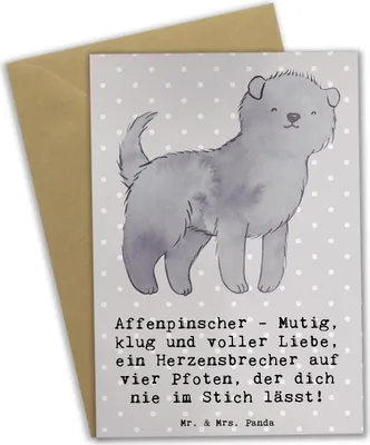 Produktbild von Mr. & Mrs. Panda Grußkarte Affenpinscher Liebe - Grau Pastell - Geschenk, Hunderassen Beschreibung, Charakter, Hunderasse, Freude, neujahrskarte, Vier Pfoten, treu, loyal