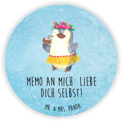 Produktbild von Mr. & Mrs. Panda magnet Pinguin Kokosnuss - Eisblau - Geschenk, Hawaii, Urlaub, holzmagnet, Selbstliebe, für kühlschrank, fotos, Kühlschrankmagnet, magnettafel