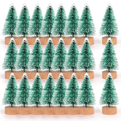 Image de Mini sapin de Noël décoratif, 24 pièces, 4,5 cm, vert, artificiel