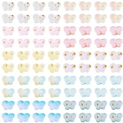 Produktbild von 200Pcs Acryl Vlinder Kralen Transparent Met Goldfarbenen Folie Gradient Farbe Vlinder Spacer Kralen Bulk Für Bastelarbeiten DIY Armband Schmuck Herstellen