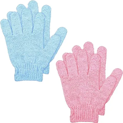 Produktbild von 2 Paar Peeling-Handschuhe, Badehandschuhe, doppelseitig, Dusche, Spa, Massagehandschuhe, Entferner, abgestorbene Haut, Scrubber, Peeling-Handschuhe, reinigt porentief für Körperduschschwamm