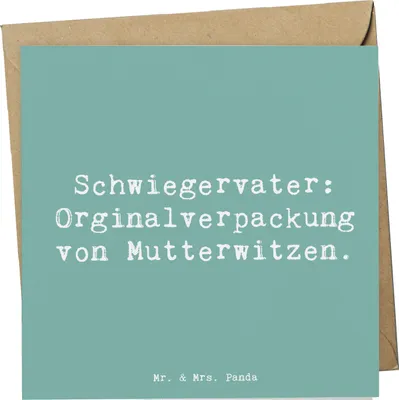 Produktbild von Mr. & Mrs. Panda Deluxe Karte Spruch Schwiegervater Witze - Meeresbrise - Geschenk, Glückwunschkarte, herzerwärmende Sprüche, Familie, Klappkarte, doppelkarte, liebevoll