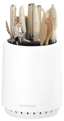 Produktbild von Messerblock Universal Rund Weiß mit Scherenschlitz und Abflussdesign