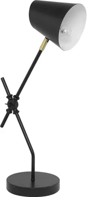 Zdjęcie produktu dla BELIANI Lampa stołowa czarna metalowa 56 cm regulowane ramię matowe wykończenie dwukolorowy klosz industrialna