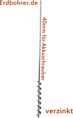 Produktbild von Erdbohrer 40 mm 4 cm - 1m für Akkuschrauber oder Bohrmaschine Handgriff - ohne Handgriff