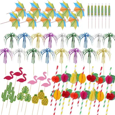 Image de Cocktail Déco Parapluie Cocktail 140 pièces Ailvor Accessoires Déco Agitateur Picks Pailles Cocktail Party Décoration Boissons Gâteaux