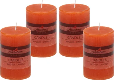 Produktbild von 4er Set Adventskranzkerzen "Raureif" Dunkelorange 100/68 mm
