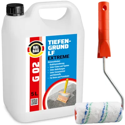 Produktbild von Tiefengrund 5L Reaktiv Silikatgrund LF Primer Farben Tapeten+Farbroller 10cm G02