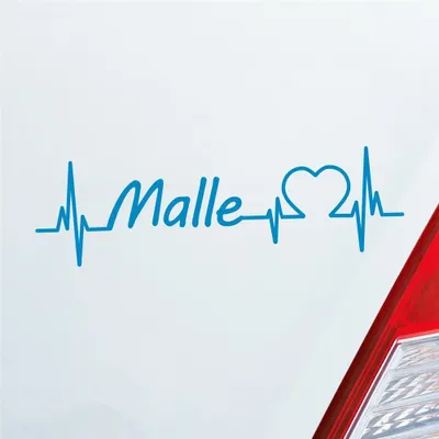 Produktbild von Auto Aufkleber Malle Puls Herzschlag mit Insel Motiv 19x6 cm Hellblau Sticker Heckscheibenaufkleber