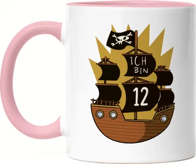 Produktbild von Geburtstag 12 Jahre Tasse Rosa 12 Jahre 12. Geburtstag Piraten Pirat Motto