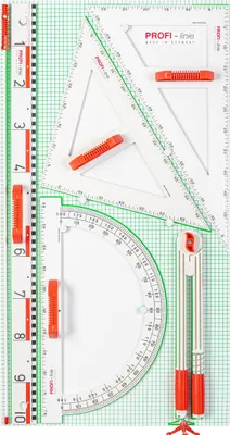 Produktbild von Wissner Wandtafelgerätesatz Profi Linie III magnetisch, Gerätetafel inkl. Dezimterlineal, Zirkel, Zeigestock, Winkelmesser, Rechter & Spitzer Winkel