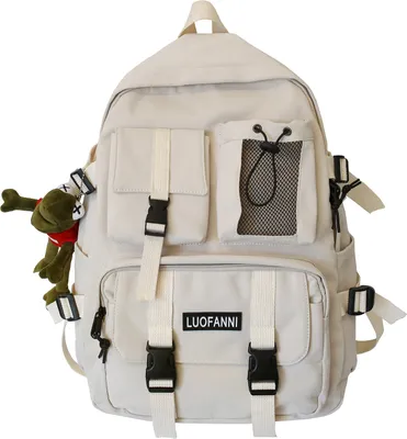 Obrázek produktu pro Topchances Školní batoh Velký nepromokavý nylonový batoh s žabími gadgety pro studenty（Béžová）