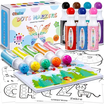 Productafbeelding van 12 Kleuren Bingo Dabbers Dot Art Markers voor Kleuter Ohuhu Dot Markers Kit