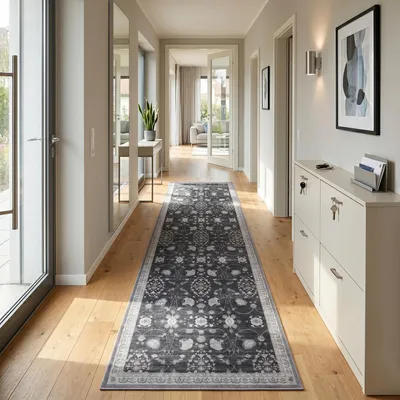 Produktbild von Carpetsale24 Waschbarer Teppich Vintage Läufer für Flur Küche Eingang Orientalisches Design Pflegeleicht Grösse: 80x250 cm