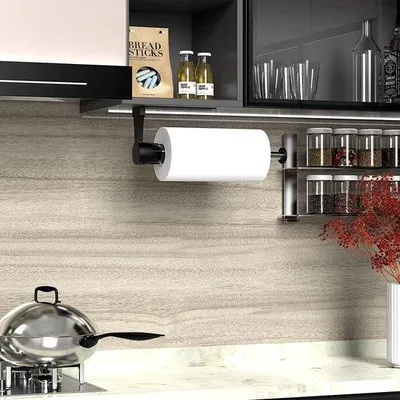 Image de Porte-rouleaux de cuisine Famanu au design élégant et amortissant - en acier inoxydable
