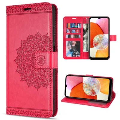 Produktbild von Klapphülle für Samsung Galaxy A14 in 6 Farben Handyhülle Wallet Case Kunstleder Rot