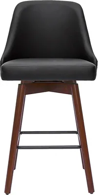Produktbild von Miliboo - Design-Barhocker drehbar schwarz und dunkles Holz H65 cm (2er-Set) HASTA