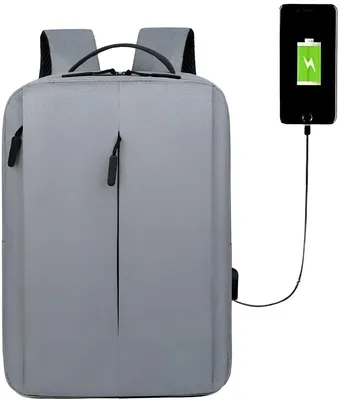 Image de CarryQuest® - Sac à dos pour hommes - Imperméable avec port USB, 20-35L, couleur gris Oxford