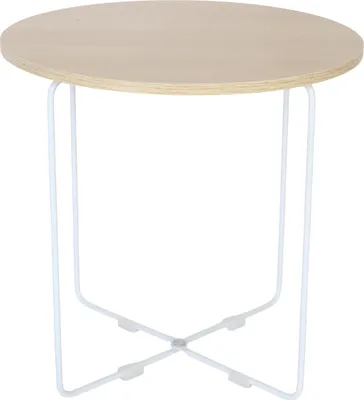Produktbild von Relaxdays Beistelltisch, HxBxT: 40 x 40 x 40 cm, skandinavisch, MDF & Metall, runder Sofatisch, Couchtisch, natur/weiß