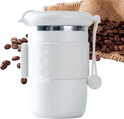 Produktbild von Elektrische, magnetische, 420 ml, roestvrijstalen mengbeker für Kaffee, Tee und warme Getränke, morsbestendig mit Lanyard