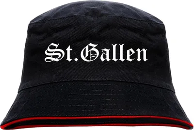 Produktbild von St.Gallen Anglerhut - Altdeutsche Schrift - Schwarz-Roter Fischerhut S/M SchwarzRot