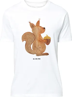 Produktbild von Mr. & Mrs. Panda Größe M T-Shirt Eichhörnchen Weihnachtszeit - Weiß - Geschenk, Frohe Weihnachten, Weihnachtsgruß, Neujahr, Herren, Tshirt, Guten Rutsch, mit Spruch