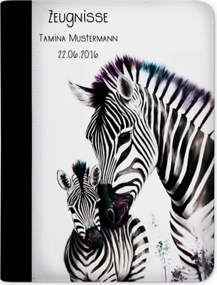 Produktbild von Zeugnismappe, Dokumentenmappe, Ordner A4, Zebra mit Klarsichthüllen