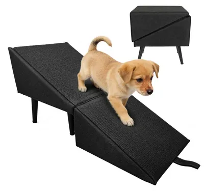 Produktbild von Hundetreppe faltbar für kleine Hunde & Katzen, 73x28x35 cm, Schwarz