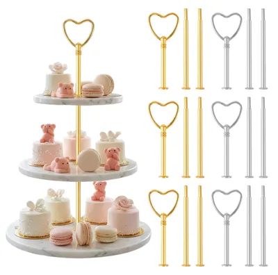 Metall-Etagèren 6er-Set, 2–3 Ebenen, Gold/Silber, Herzform