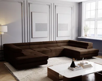 Produktbild von E-ZIMPAZ Ecksofa mit Schlaffunktion und Bettkasten MONTANA XL Eckcouch U-Form Sofa Wohnzimmersofa XXL Wohnlandschaft Couchgarnitur - Braun MH29
