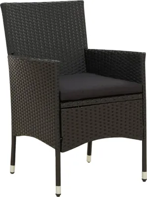 Produktbild von vidaXL Gartenstühle mit Sitzpolster 2 Stk. Poly Rattan Schwarz