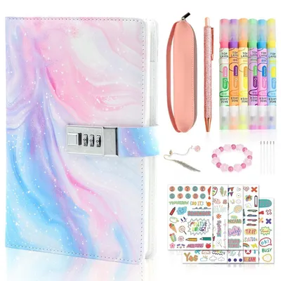 Produktbild von Tagebuch mit Schloss für Mädchen 6-14 Jahre, 9-teiliges Geschenkset, Passwortgeschützt