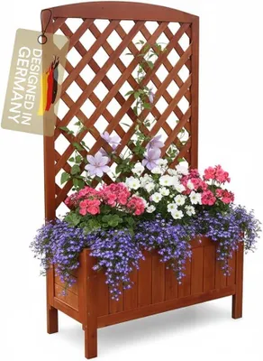 Produktbild von Pflanzkasten mit Spalier Holz Rankhilfe Pflanzkübel mit Sichtschutz Rankgitter mit Blumenkasten