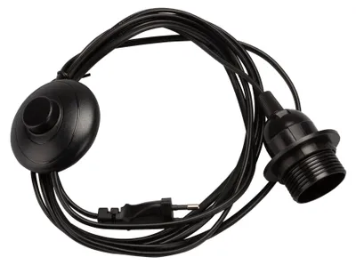 Image de Douille de lampe E27 avec interrupteur au pied Câble d'alimentation 3,5m Suspension de lampe Sokel 350SW noir