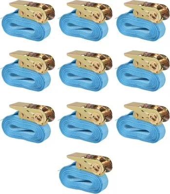 Image de Sangle d’arrimage à cliquet 10 pcs 0,8 tonne 4 m x 25 mm Bleu