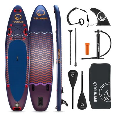 Produktbild von TSUNAMI SUP-Board 350 cm, aufblasbar, Set mit Doppelpaddel, Pumpe und Rucksack, T05