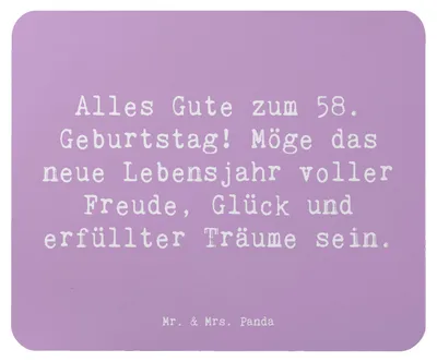 Produktbild von Mr. & Mrs. Panda Mauspad Spruch 58. Geburtstag Freude - Lavendeltraum - Geschenk, mausteppich, Happy Birthday, pc, Glückwunsch, Alter, Weisheit, Mouse Pad, mousematte