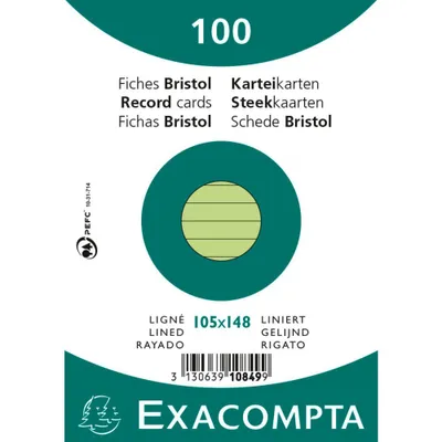 Produktbild von EXACOMPTA Karteikarten DIN A6 liniert grün 100 Karteikarten